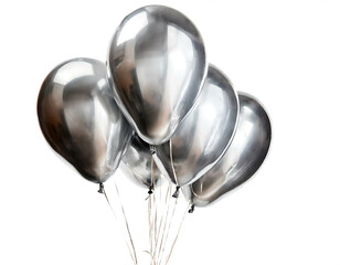 Silberne Luftballons isoliert auf weißen Hintergrund, Freisteller