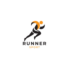 running athlete logo design, sprint or track runner concept, vector illustration