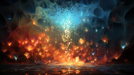 Abstract technology digital hi tech background with glowing particles - obrazy, fototapety, plakaty