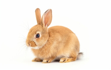 Fototapeta premium Rabbit side view. Isolated on white background. Generative AI