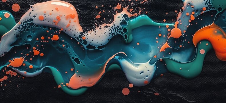 Abstract Painting of Blue, Orange, and White