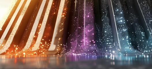 Curtain With Stars and Flag - obrazy, fototapety, plakaty