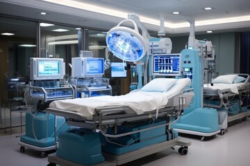 Modern, Well-Equipped Hospital Operating Room with Patient Bed