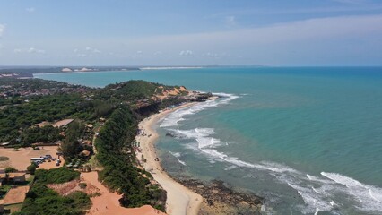 Panoramic view of the wonderful Pipa beach near Natal in Rio Grande do Norte, Brazil 