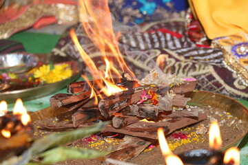burning candles in a temple