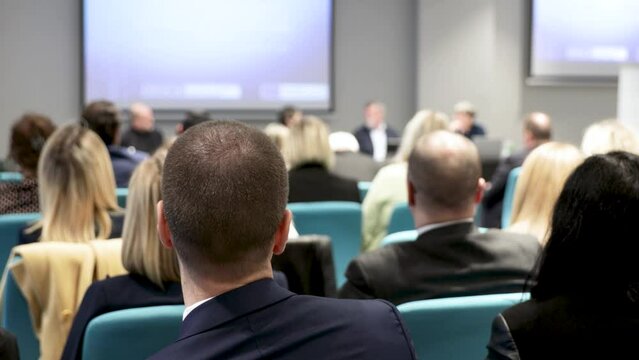 Presentation, conference, business event, round table or political meeting