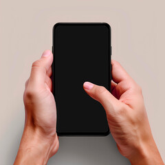 Hands using smartphone with empty screen