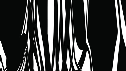 Abstract shapes stretching from the top to the bottom that looks like hanging paper or fabric