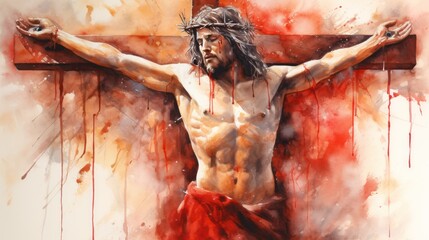 illustration The crucifixion of Jesus Christ is our Easter. Watercolor paint