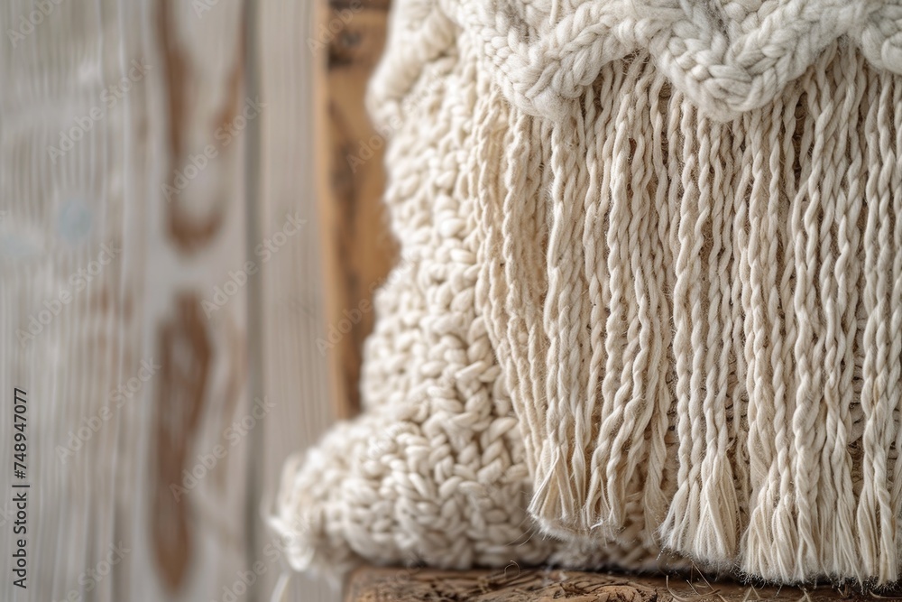 Poster intricate knots in natural fibers create a bohemian-style macrame wall hanging with unique patterns