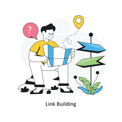 Link Building   Flat Style Design Vector illustration. Stock illustration