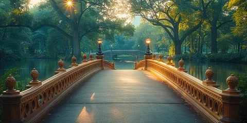 Fotobehang Central Park panorama with Bow Bridge, New York City © Falk