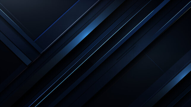 Dark blue grunge stripes abstract banner design. Geometric tech background. Vector illustration