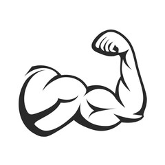 Muscle arm : muscular arms, an illustration symbol of muscular bicep arm strength, vector design for the fitness sports or gym club category