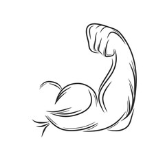 Muscle arm : muscular arms, an illustration symbol of muscular bicep arm strength, vector design for the fitness sports or gym club category