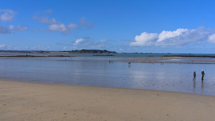 Gran Beach of Lancieux, France during low tide