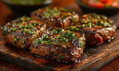 Grilled steak with
