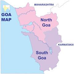 Goa map vector illustration on white background