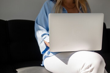 freelancer girl working at a laptop