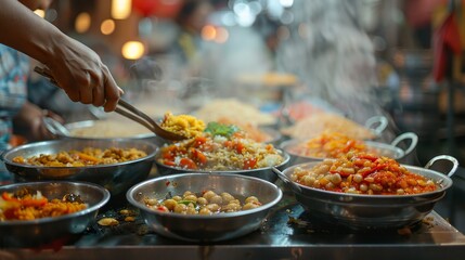 A lively shot of a person enjoying a delicious street food meal