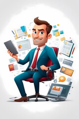 In this illustration, a vector character of an advertising manager with expertise in designing and executing advertising campaigns is depicted