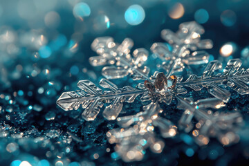 A snowflake with a crystal and a sparkle