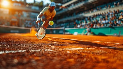 A high-energy photo capturing the intensity of a tennis match - obrazy, fototapety, plakaty