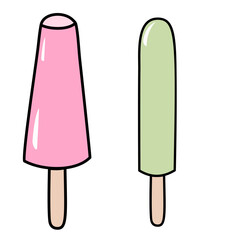 Set of tasty ice cream summer popsicle vector illustrations - 748950679