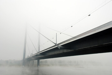 Mist on the Rhine in Dusseldorf