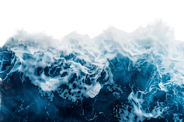 Dynamic Ocean Waves Cresting with Frothy Detail  - Isolated on White Transparent Background 
 - obrazy, fototapety, plakaty