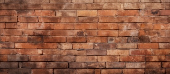 Obraz premium A red fire hydrant is positioned against a weathered brick wall with a terracotta-colored pattern. The contrast between the hydrant and the vintage, grungy brick wall creates an urban scene.