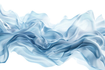 Light Blue Silky Fabric Waves Draped on a White Background
