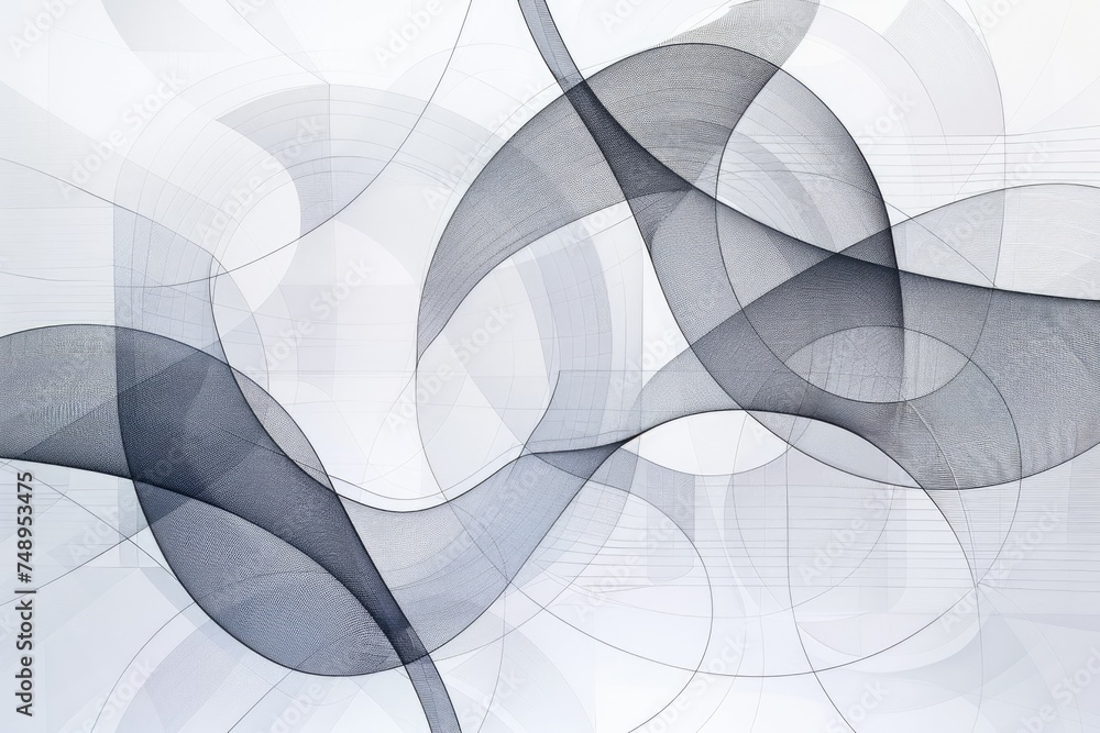 Poster Flowing abstract lines with rhythmic waves design - An artistic representation with flowing lines and waves, creating a sense of calm rhythm and soft motion
