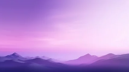 Zelfklevend Fotobehang Mystical purple mountains under a soft sky - A digital artwork of smooth purple mountains under a soft gradient sky, evoking a dreamy atmosphere © Tida