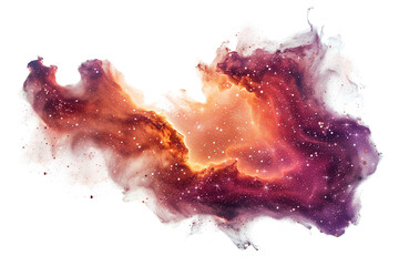 Vibrant Watercolor Nebula with Cosmic Colors on White Background
