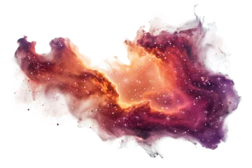 Foto op Plexiglas Vibrant Watercolor Nebula with Cosmic Colors on White Background  © Lumi