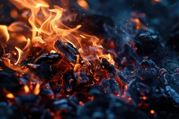 Foto op Plexiglas A fire texture with smoke and embers © Formoney