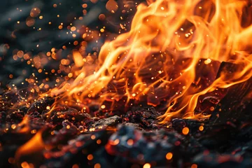 Foto op Aluminium A fire texture with flames and sparks © Formoney