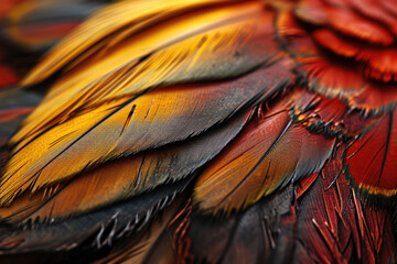 Fototapeta premium A feather texture with barbs and colors