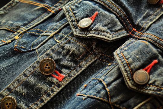 A denim texture with buttons and pockets