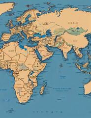 world map on paper