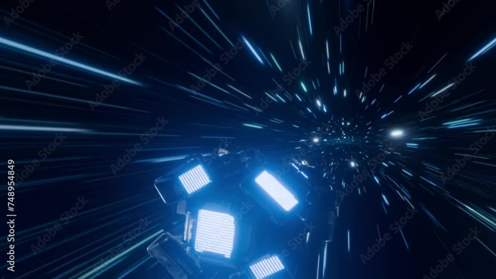 Sticker spaceship travelling with speed of light through space