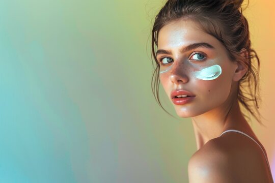 Face Skin texture calmers skin care cream. Skincare beauty cosmetic products: lip balm, SPF lotion, moisturiser, anti aging skincare Ginseng oil, eye gel, Plant extract serum and girl jar pot