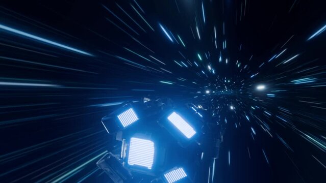 Spaceship travelling with speed of light through space