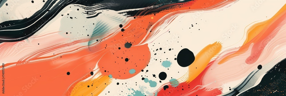 Poster abstract fluid art with warm and cool tones - this image features an abstract fluid art design with 