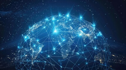 Concept of connecting information to the world by internet technology, online transaction, big data, online marketing, internet of things hard