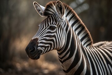 Fototapeta na wymiar Beautiful portrait of a zebra on the savanna background