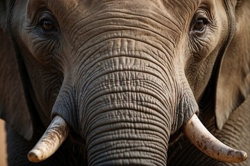 Detailed portrait of an elephant - obrazy, fototapety, plakaty