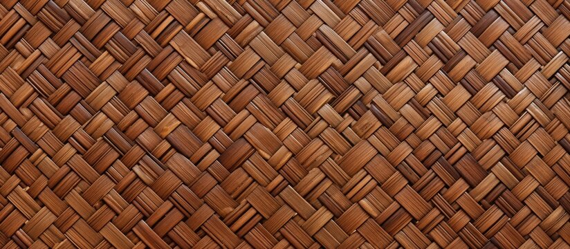 Detailed close-up view of a woven basket made from unique rattan matting, showcasing intricate weaving patterns and craftsmanship.