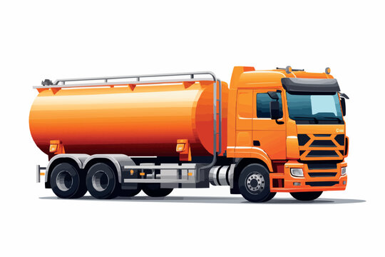 Cartoon semi tanker truck. Fuel gas tanker truck isolated. 3D rendering.